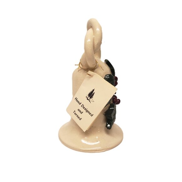 Piney Woods Pottery Christmas Bell Holly Berry Leaves Studio Handmade Signed 6" - Picture 2 of 7